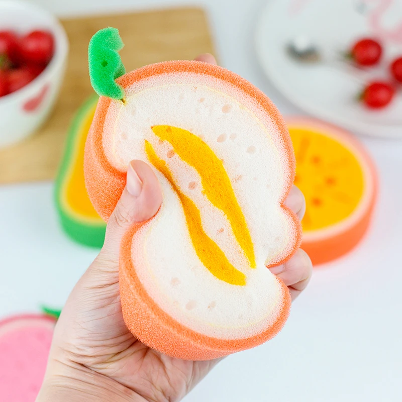 Cute Fruit Shape Bath Sponge Soft Shower Brush Dead Skin Removal Bathroom Body Scrubber Exfoliating Cleaner Women Men Kids 6