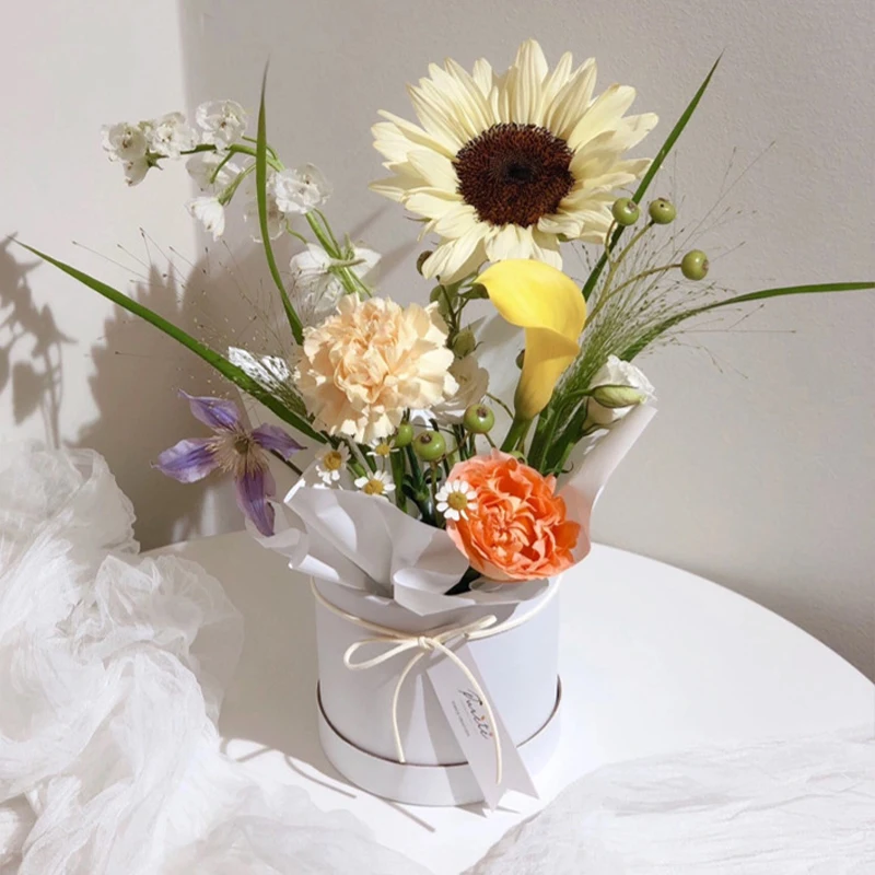 Portable Round Flower Box Gift Packaging Boxes Basket Wedding Party Valentine's Day Gift Rose Flower Storage Decoration 1PC gift boxes