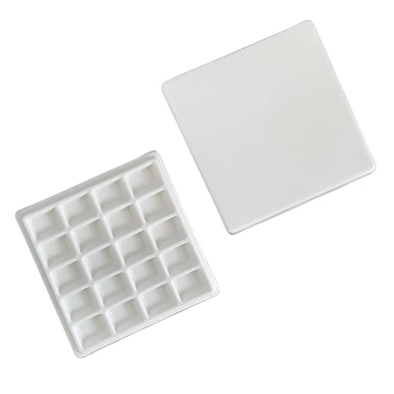 Square Ceramic Watercolor Palette With Lid 12/20 Grids Color Mixing Paint Palette Tray paint tray color palette watercolor palette