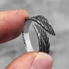 Angel Wings Stainless Steel Mens Womens Rings Punk Trendy Cool for Couple Girl Boyfriend Biker Jewelry Creativity Gift Wholesale 5