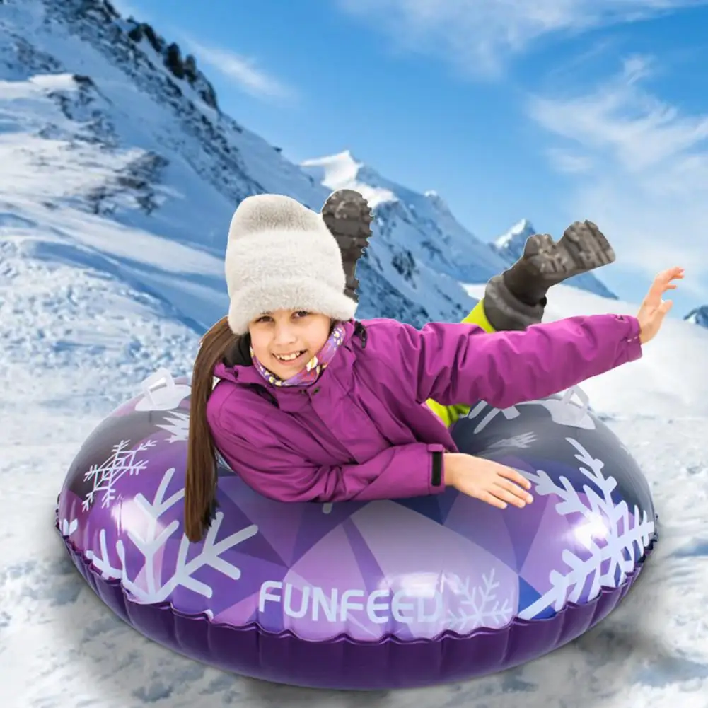 Inflatable Snow Tube Sled Double Handles Ski Ring Valve Design PVC Sledding Tube Winter Outdoor Toy Kids Adults Ski Circle