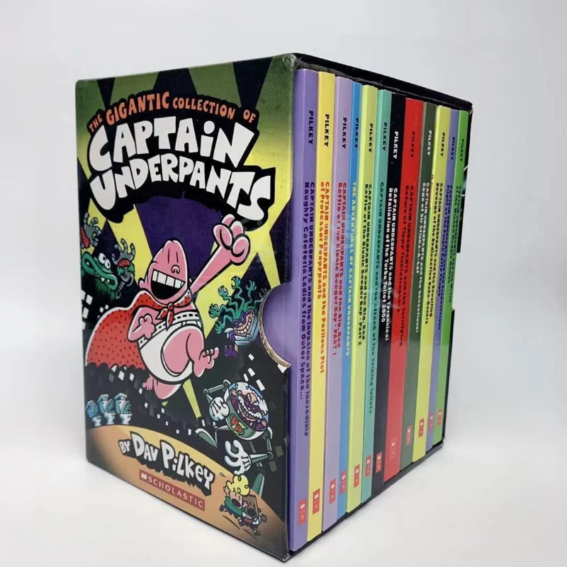 

12 Books/set The Gigantic Collection of Captain Underpants By Dav Pilkey English Story Books Set Comic Book for Children Libros
