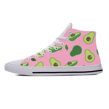 Pink Avocado Pattern Print Black Sneaker Shoes For Men Women main image 1