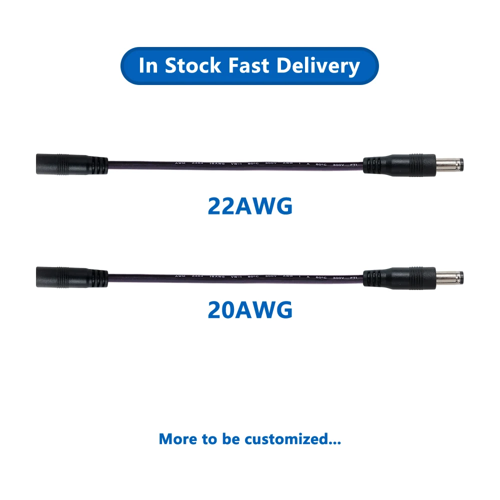 스마트 조명, 카메라 및 보안 장치용 5521mm DC 연장 케이블; 스마트 홈 및 자동화 장비용 DC 전원 케이블