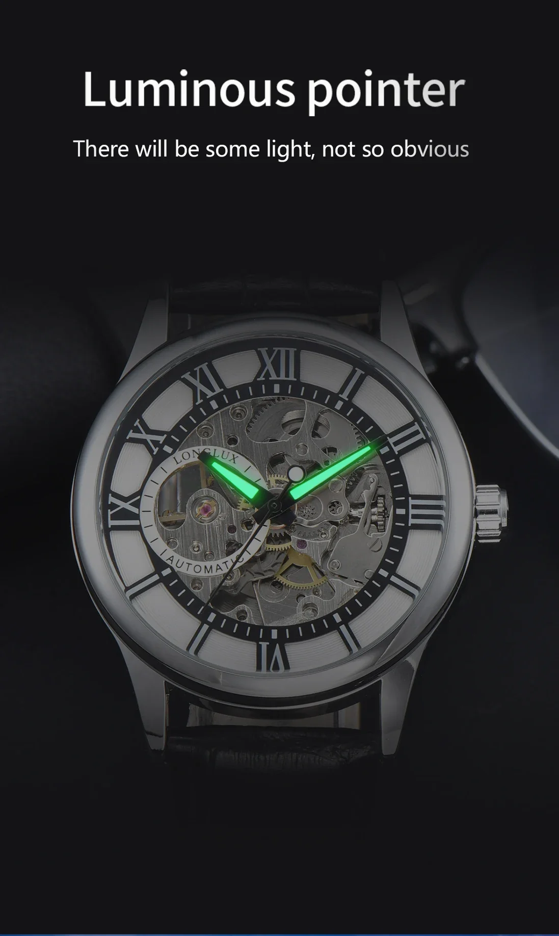 LONGLUX Automatic Waterproof Leather Wristwatch with Roman Numerals - Luxury Men's Gift