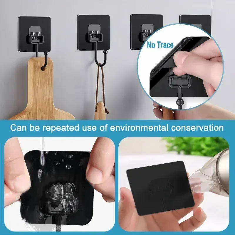 Self Adhesive Hooks Rotating Waterproof Seamless Strong Sticker Holder Wall Door Storage Hanging Hook Kitchen Bathroom Organizer 5