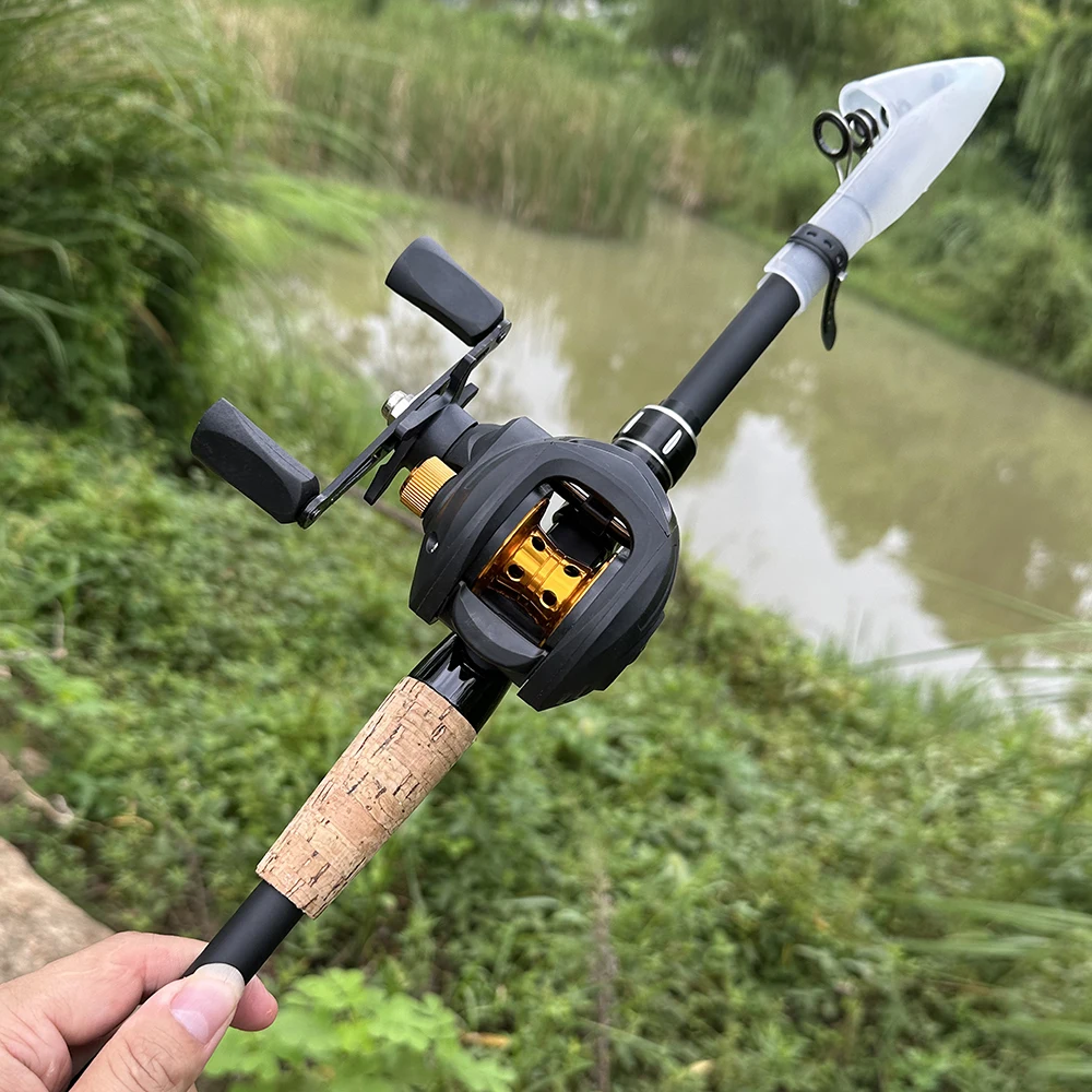 Baitcasting Spinning/Casting Fishing Rod and Reel Combo Top Quality Carbon  Fiber Pole Telescopic 19+1BB Reels Set 1.5m-2.4m