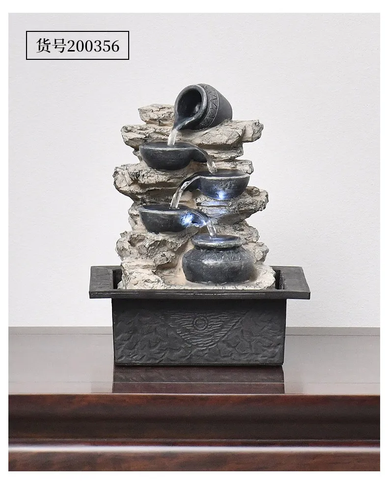 Stacked Rocks Tabletop Water Fountain With Led Light, Feng Shui Zen