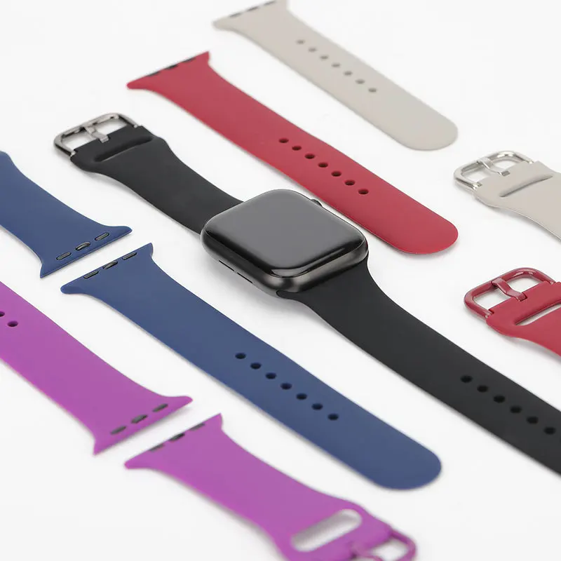 Silicone Strap For Apple Watch Band 49mm 44mm 40mm 38mm 42mm 41mm 45mm Classic Buckle Bracelet IWatch Series 6 5 SE 7 8 9 Ultra