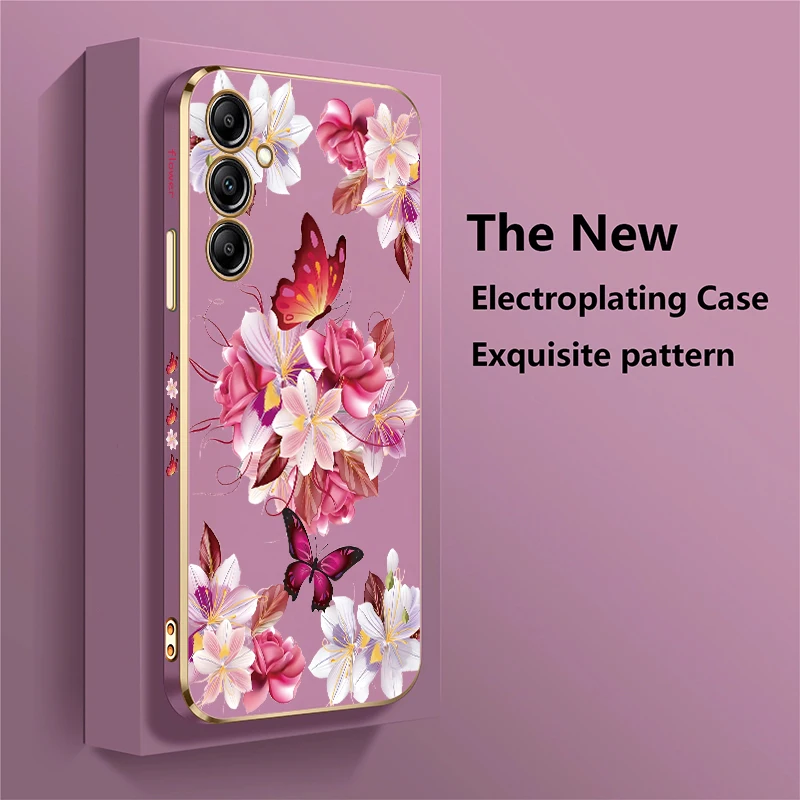 Elegant Flower Butterfly Plating Soft Silicone Phone Case