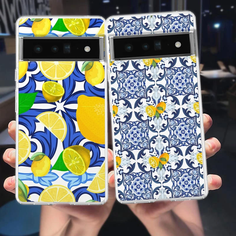 Mediterranean Lemon Soft Silicone Shockproof Clear Phone Case