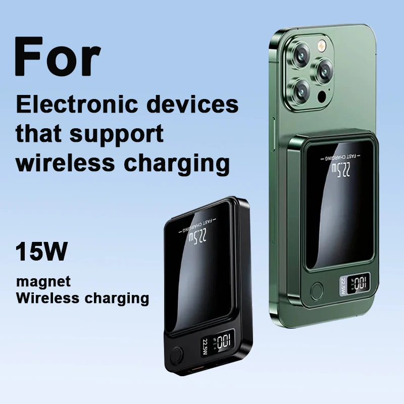 10000 mAh Magnetic Wireless Mobile Power Supply, 22.5W/PD20W Fast Charge For IPhone15/14/13/12&Android Mobile Phones, (USB/Type- 4