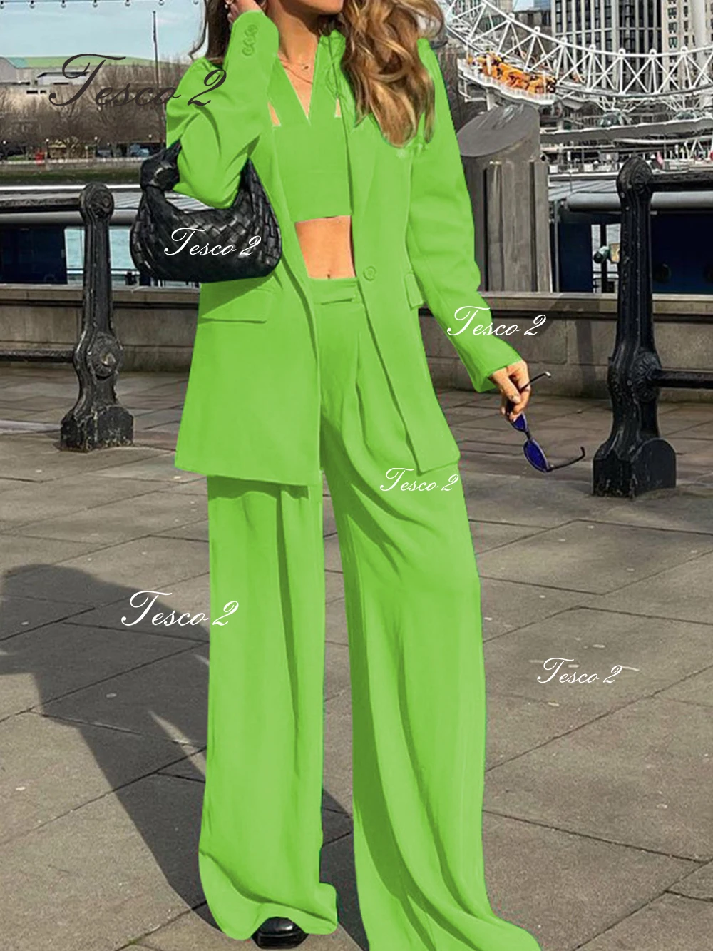 Green Women Suit Chic And Elegant Woman Set  Relaxed Leisure Women Suit 2 Piece Jacket Blazer Pants For Spring Wear