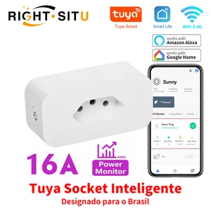 Tomada Inteligente Wifi Tuya Smart Life Google Alexa 16a Monitoramento de  Energia com o Melhor Preço é no Zoom