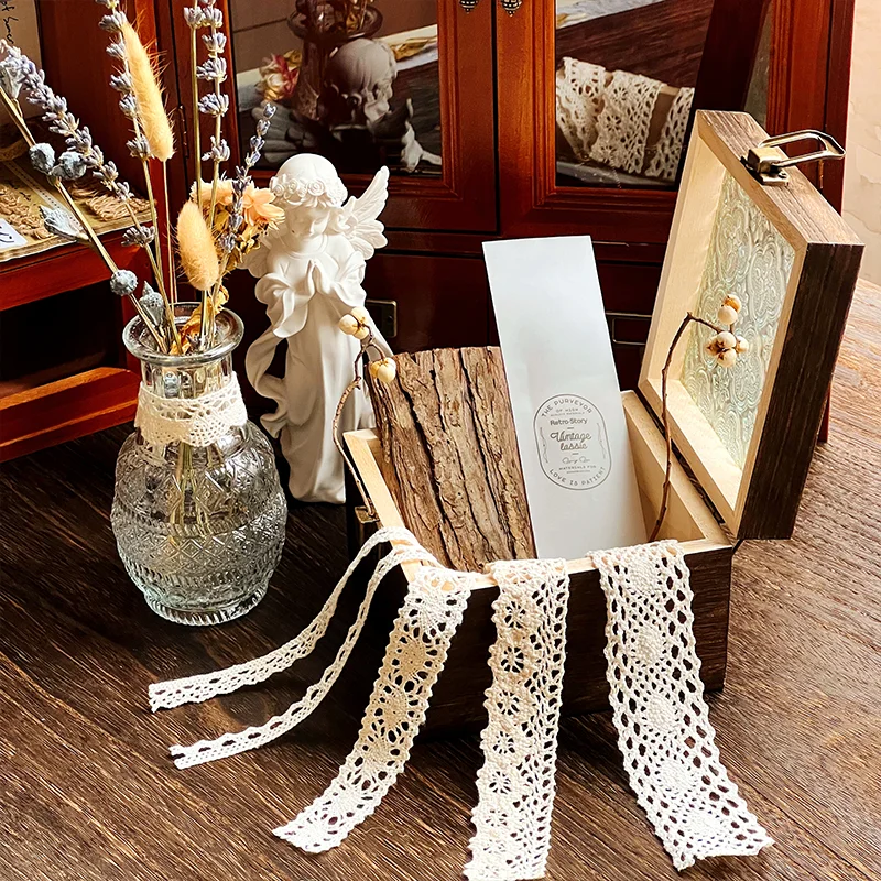 

MOHAMM 6 Sheets Vintage Non-sticky Cotton Fiber Lace Scrapbooking Material for Collage Materials DIY Journaling