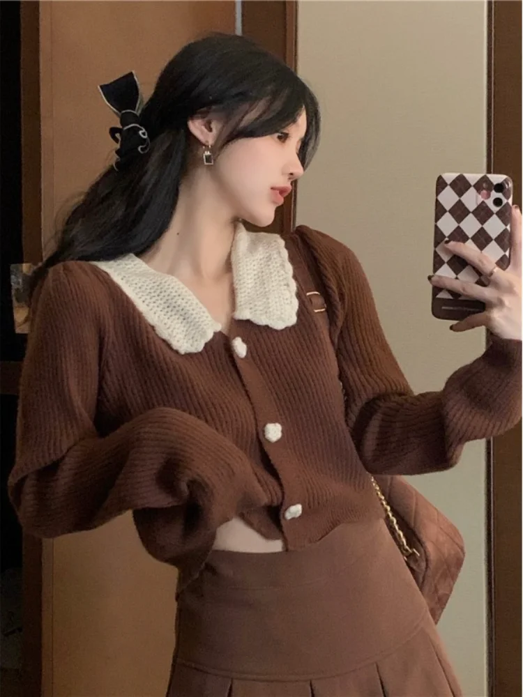 2022 Knitted Suit Women Spring and Autumn Warm Mini Skirt + Chic Elegant Top Sweater Women Skirt Vintage Short Skirt Suit Solid