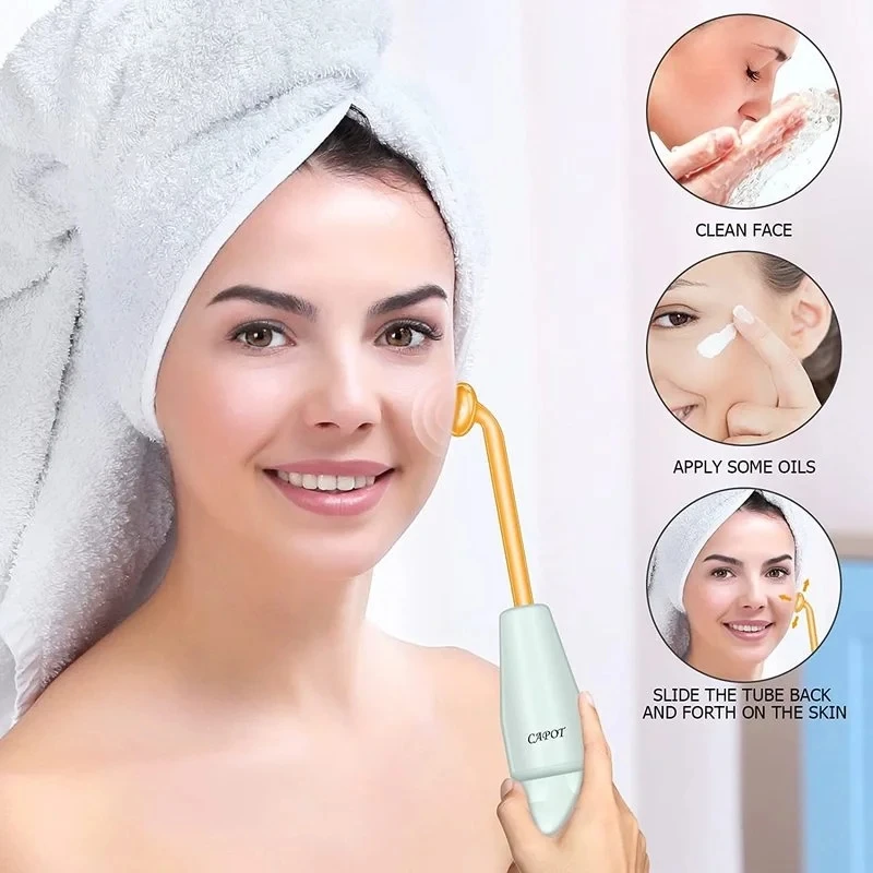 4in1 High Frequency Electrode Wand w/Neon Electrotherapy Glass Tube Acne Spot Remover Home Spa Beauty Device Facial Therapy Wan 4