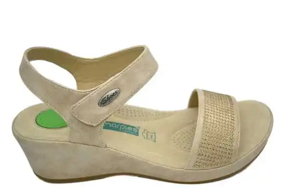 SANDALIA TIRA AMARPIES ZAPATO VELCRO DE MUJER PUNTERA ABIERTA PLATINO  PLANTA PIEL CONFORT 26267|Sandalias de mujer| - AliExpress