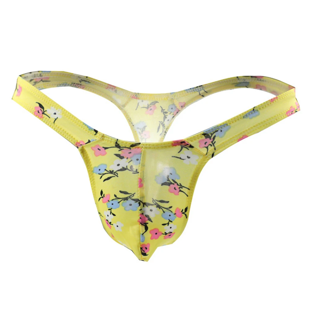 

Mens Sexy Thongs G String Floral Printed G-String Briefs Thong Bikini Underwear T Back Pouch Panties Open Butt Thong Lingerie