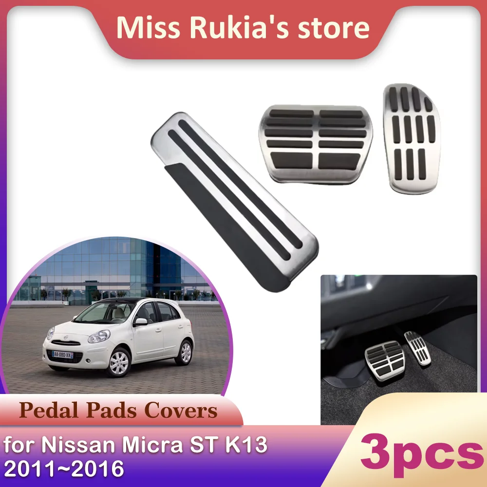 Car Gas Brake Rest Pedals Nissan Micra ST K13 2011~ Alloy No Drilling Anti-Slip Fuel Brake Footrest Cover Accessories