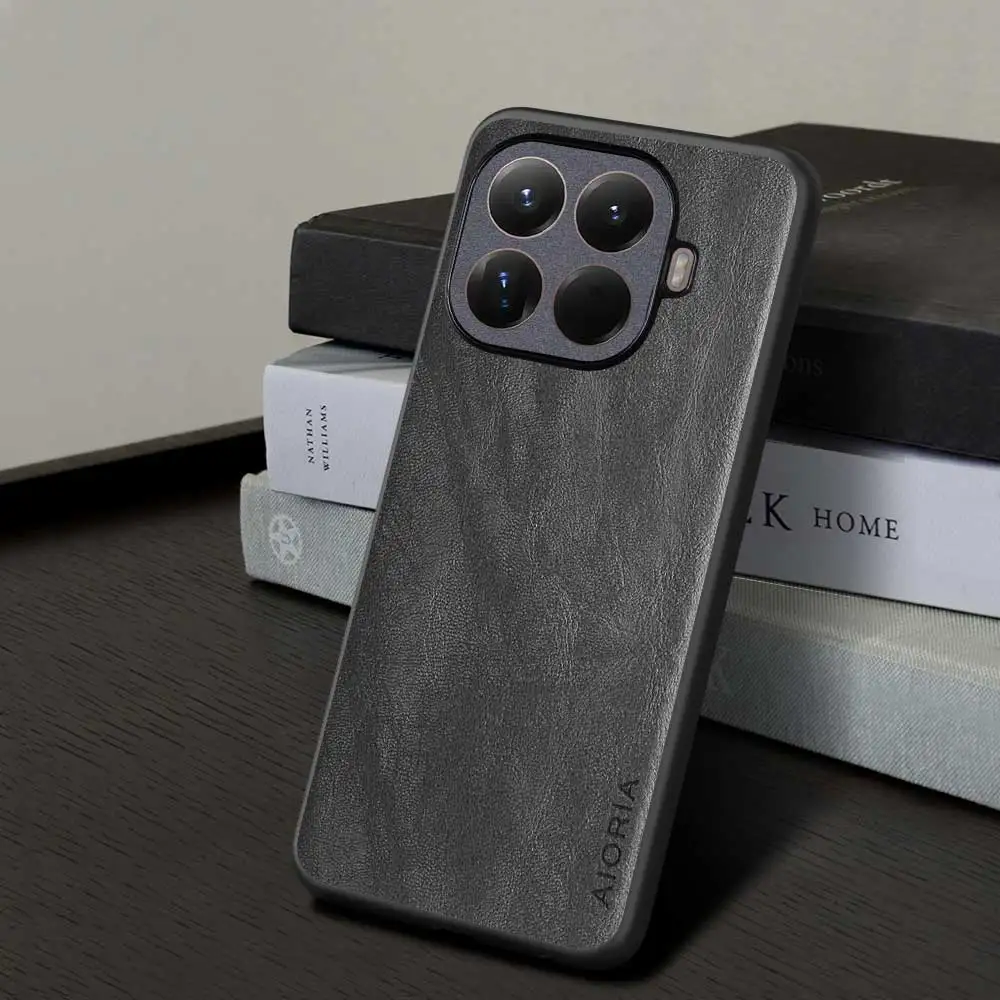 Luxury Solid Color Leather Phone Case - Premium Back Cover