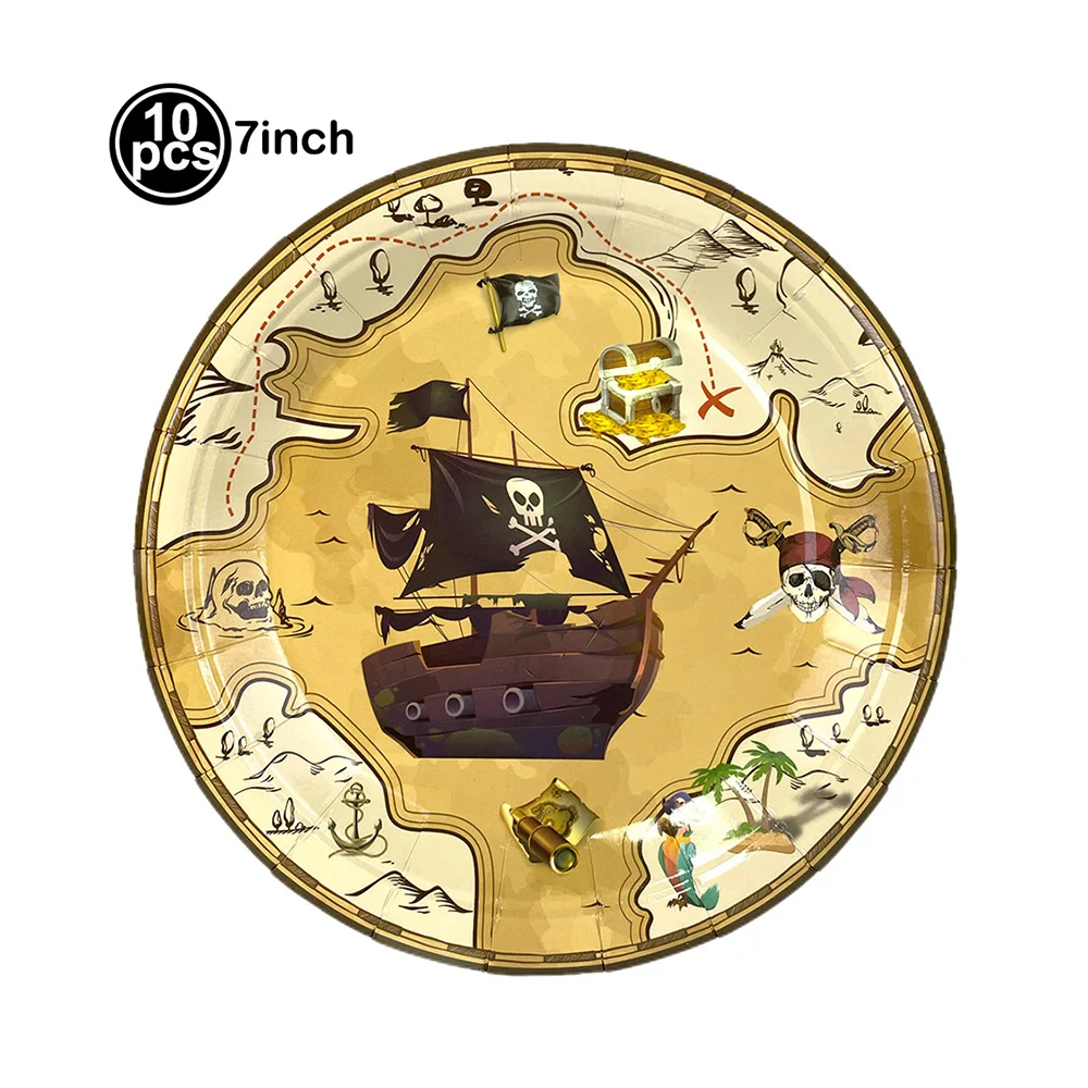Pirate Treasure-Themed Disposable Party Tableware Set
