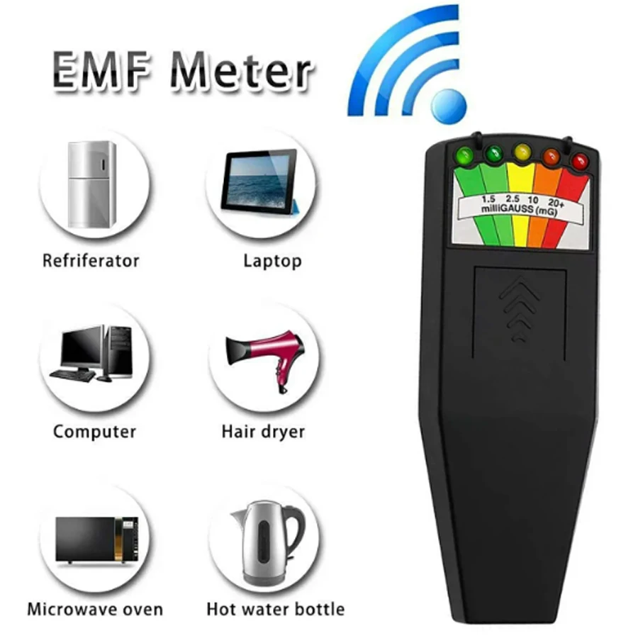 EMF Meter Tester 5-LED EMF Meter Magnetic Field Detector Ghost Hunting Paranormal Equipment Tester Portable Counter