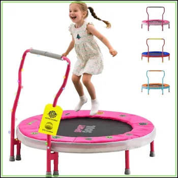 Mini Trampoline for Kids 3-6 with Foam Handle, 3ft Indoor Toddler Trampoline, No-Gap Cover