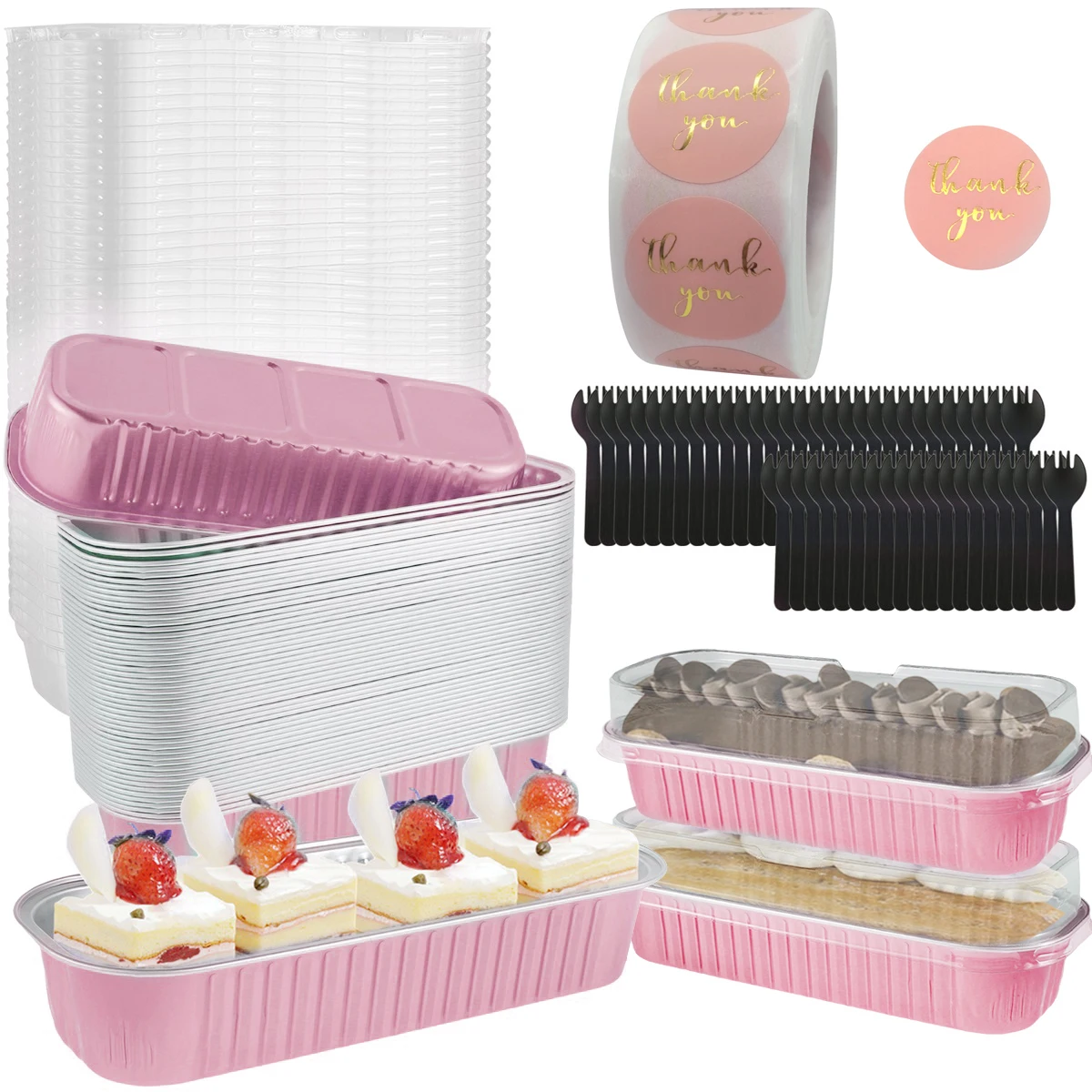 50 Piece Set Mini Loaf Pans with Lids and Spoons 1