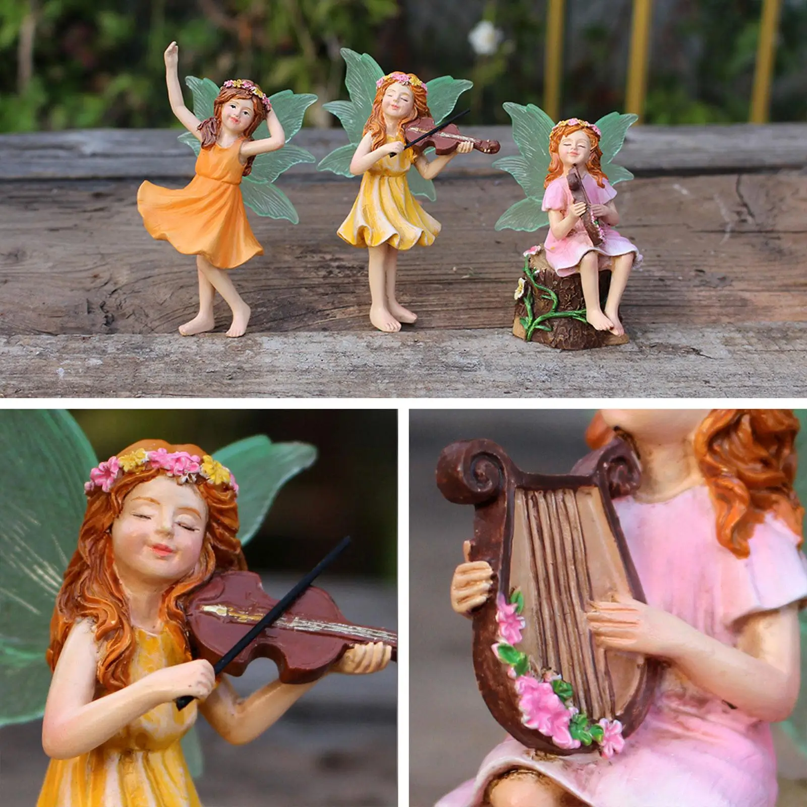 Miniature Fairy Figurine Creative Miniature Fairy Garden Accessories Micro Landscape Ornament for Bonsai Outdoor Patio Yard Lawn