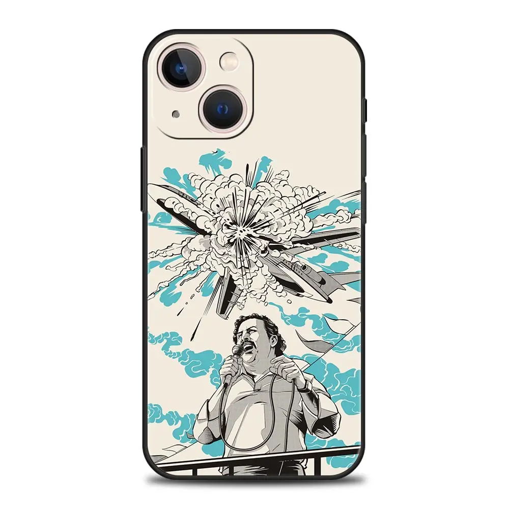 Luxurious Black Silicone Phone Case Inspired by Narcos TV Series Featuring Pablo Escobar Design