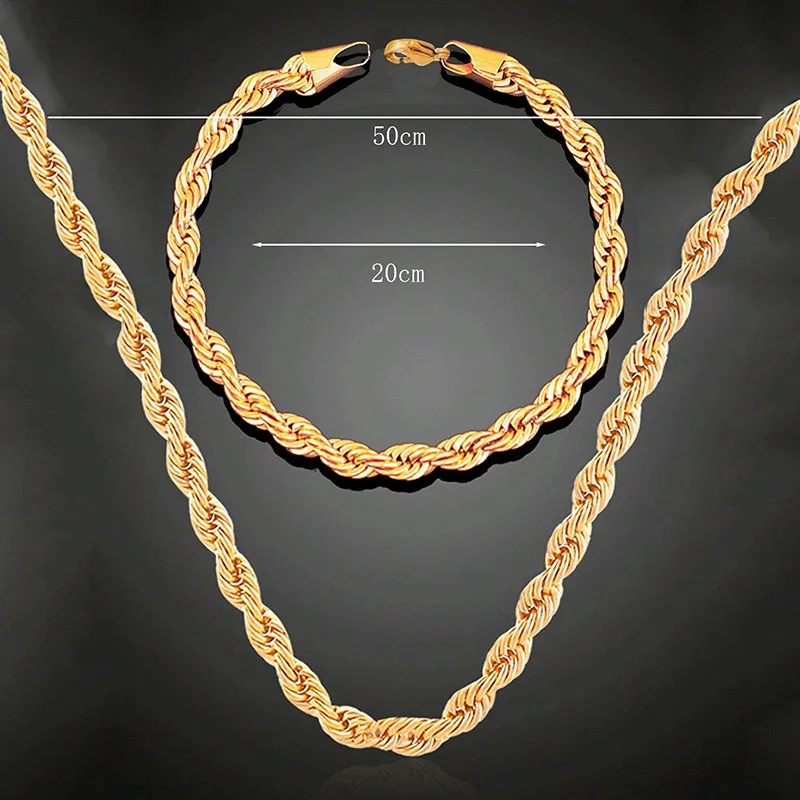 Jewelry Sets 2pcs Twist Chain Necklace Plus Bracelet