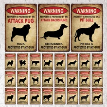 

Dog Warning Vintage Tin Sign Metal Sign Lover Protected Pet Sign Wall Decor Plaque Farm Home Kennel Doghouse Decoration