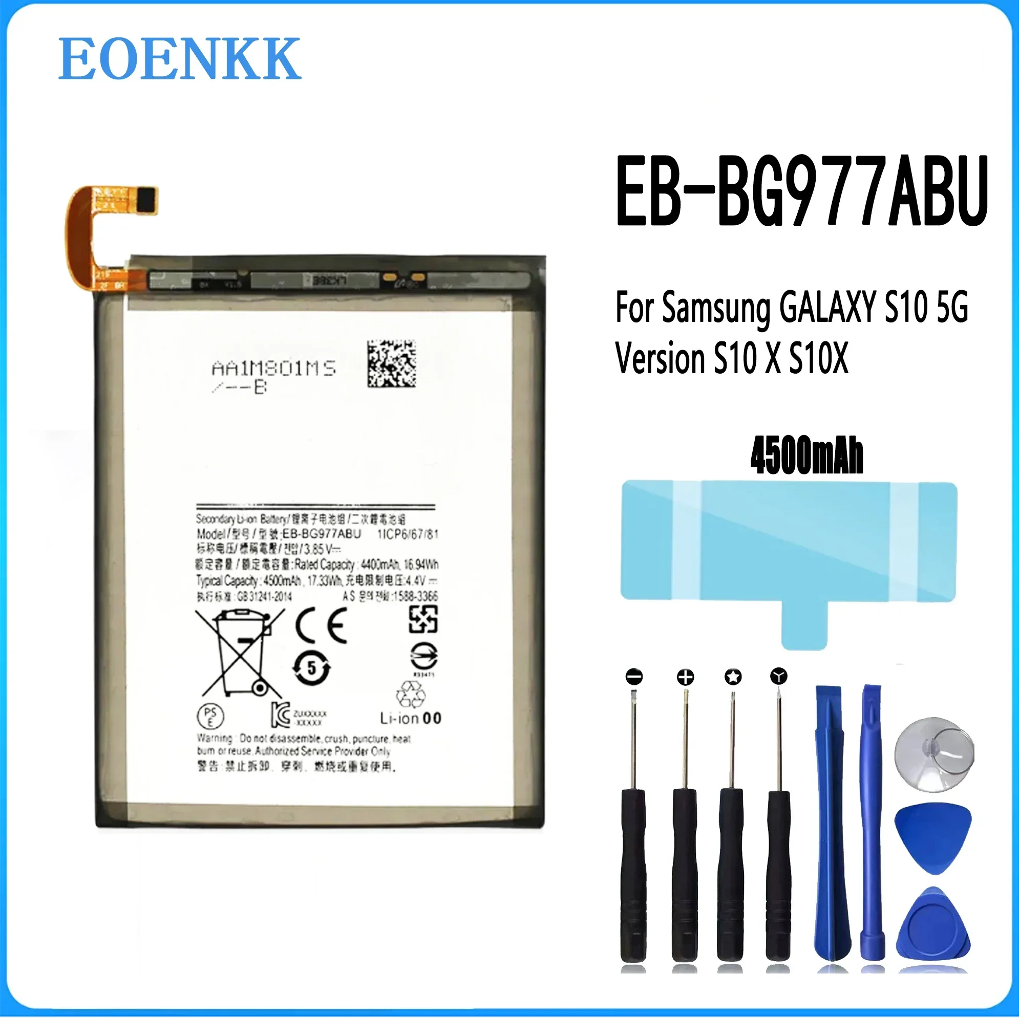 

100% high capacity Battery EB-BG977ABU For Samsung Galaxy S10 5G Version SM-G977 SM-G977B/T G977U G977N G9770 + Free Tools