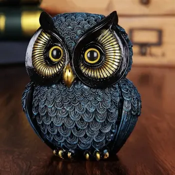 Crafts Resin Owl Statue Handcrafted Vintage Owl Sculpture Adorable Animal Figurine Office 1