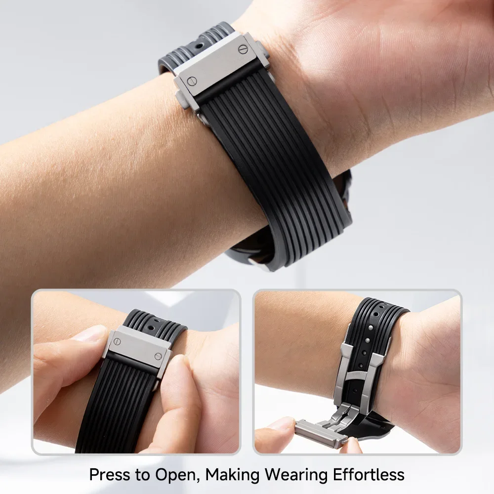 Rubber Sport Band for Samsung Galaxy Watch Ultra 7 47mm Stainless Steel Men's Band for Samsung Galaxy Watch 7 Ultra band