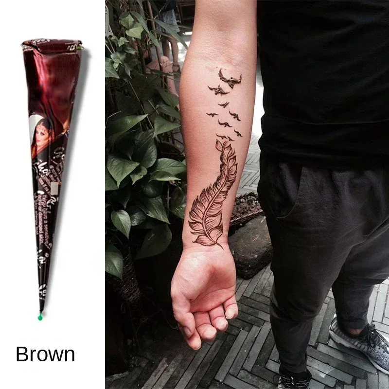 Natural Temporary Flash Tattoo Paste Black Henna Body Paint Arts Disposable Cones Sexy Tattoo Cream Indian Wedding Fashion 4