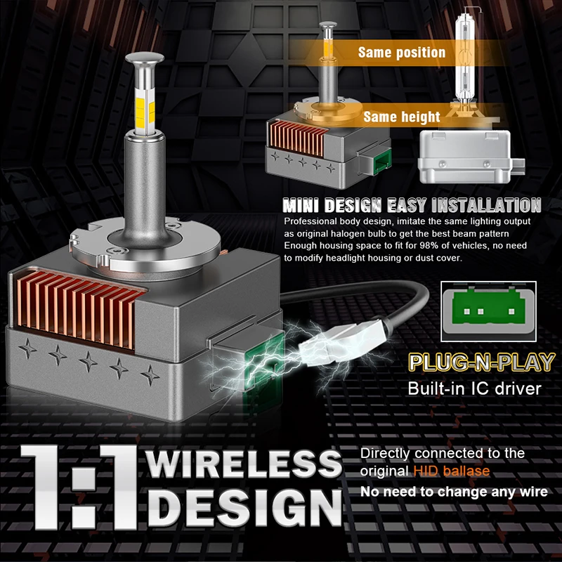 Dualvision D1S D3S 360 Led Headlight Canbus Bulbs CSP D4S D2S Led 110W Super Bright D1R D4R D2R D3R Car Bulb 24V 12V 6500K led car lights led lights led bulbs led headlights led car headlights car headlamps hid headlight bulbs