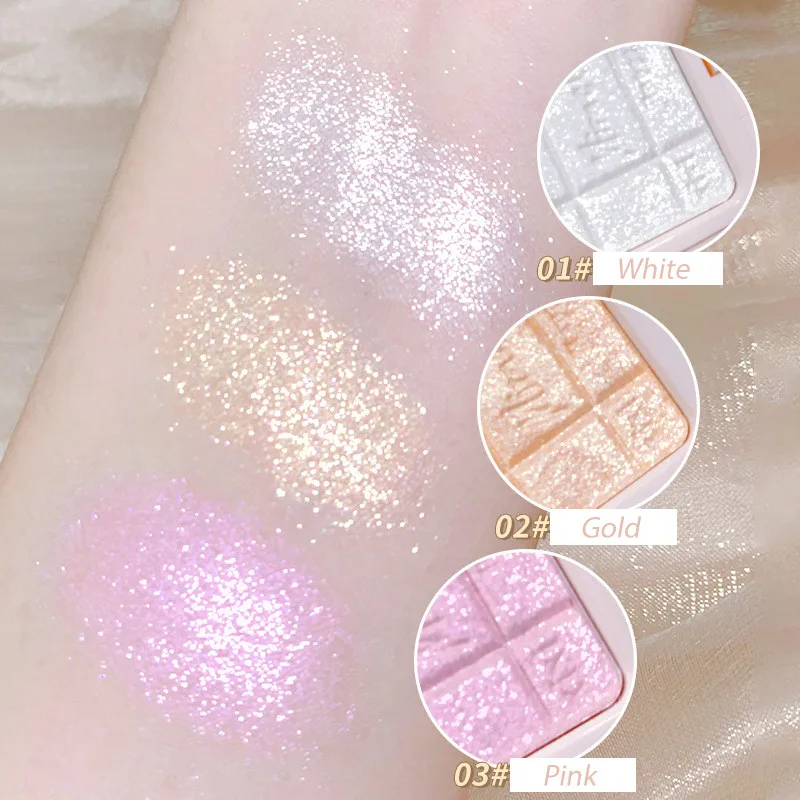 3D Embossed Glitter Palette Eyeshadow Cheek Contour High Gloss Palette Body Highlight Palette Palette Illuminator Cosmetics 6