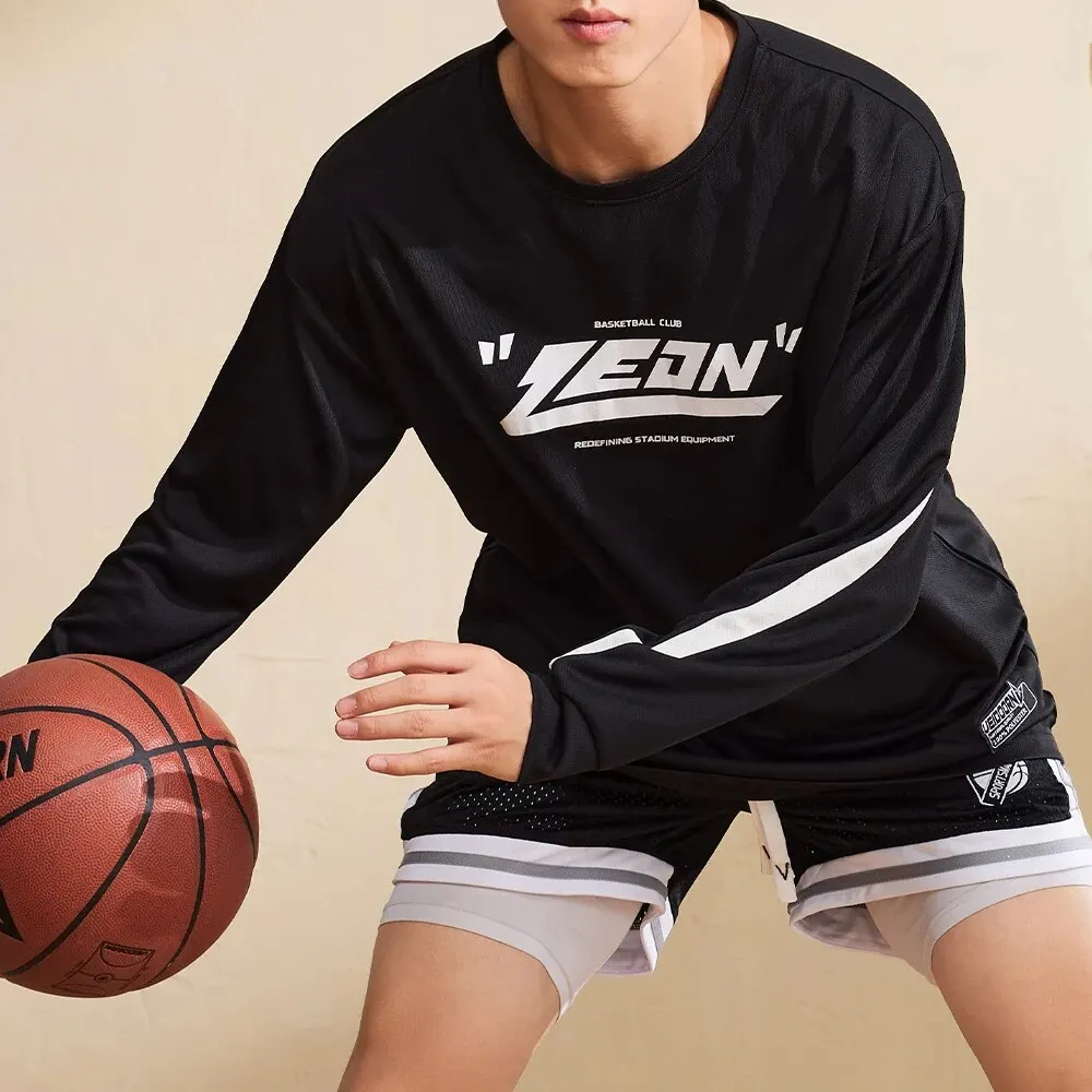 Veidoorn Long Sleeve Quick Dry Basketball Jersey 100% Polyester Breathable Sport T Shirts Round Neck Men Tees basketball jerseys men sport tees