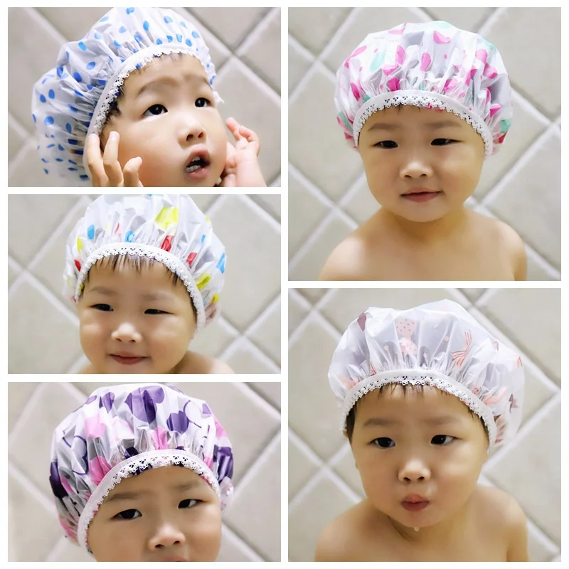 Shampoo Shower Cap Children Cartoon Pattern Bathing Hair Moisture-Proof Waterproof Bathroom