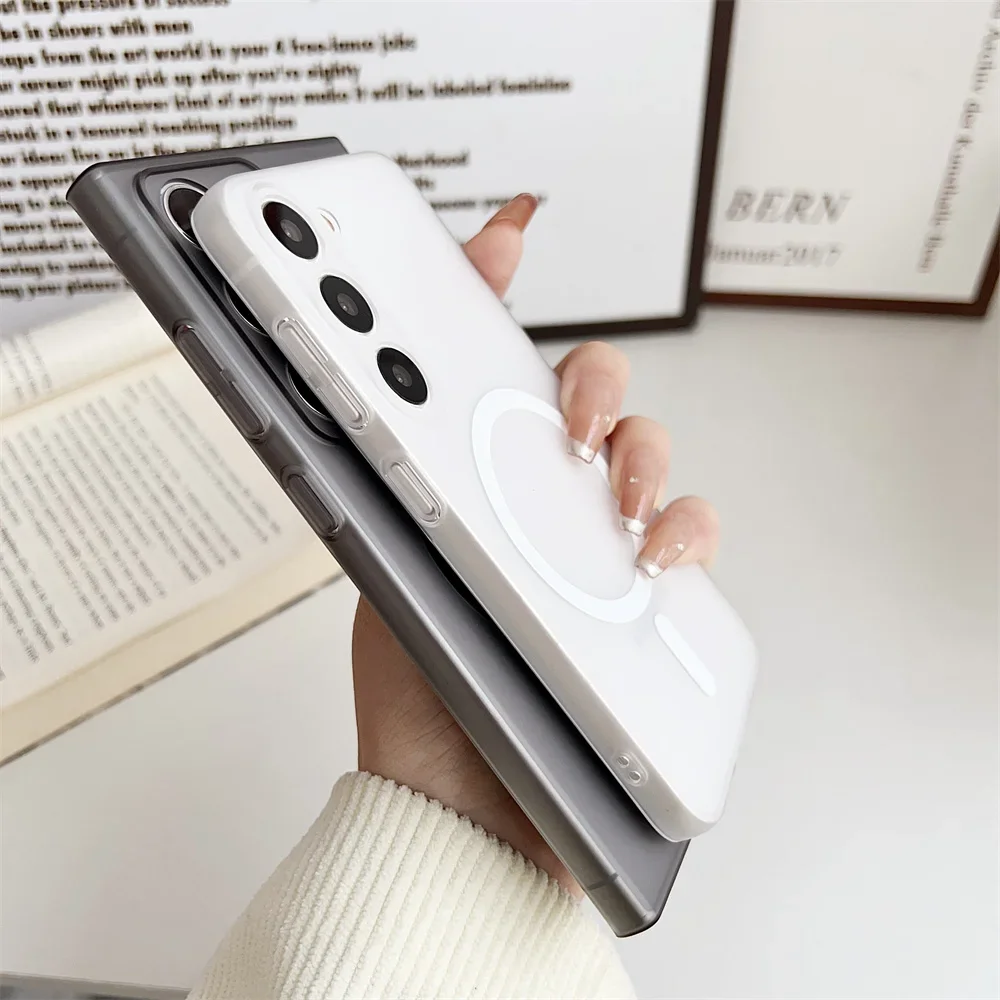 Matte Transparent Ultra-Thin Magnetic Phone Case with Lens Protection