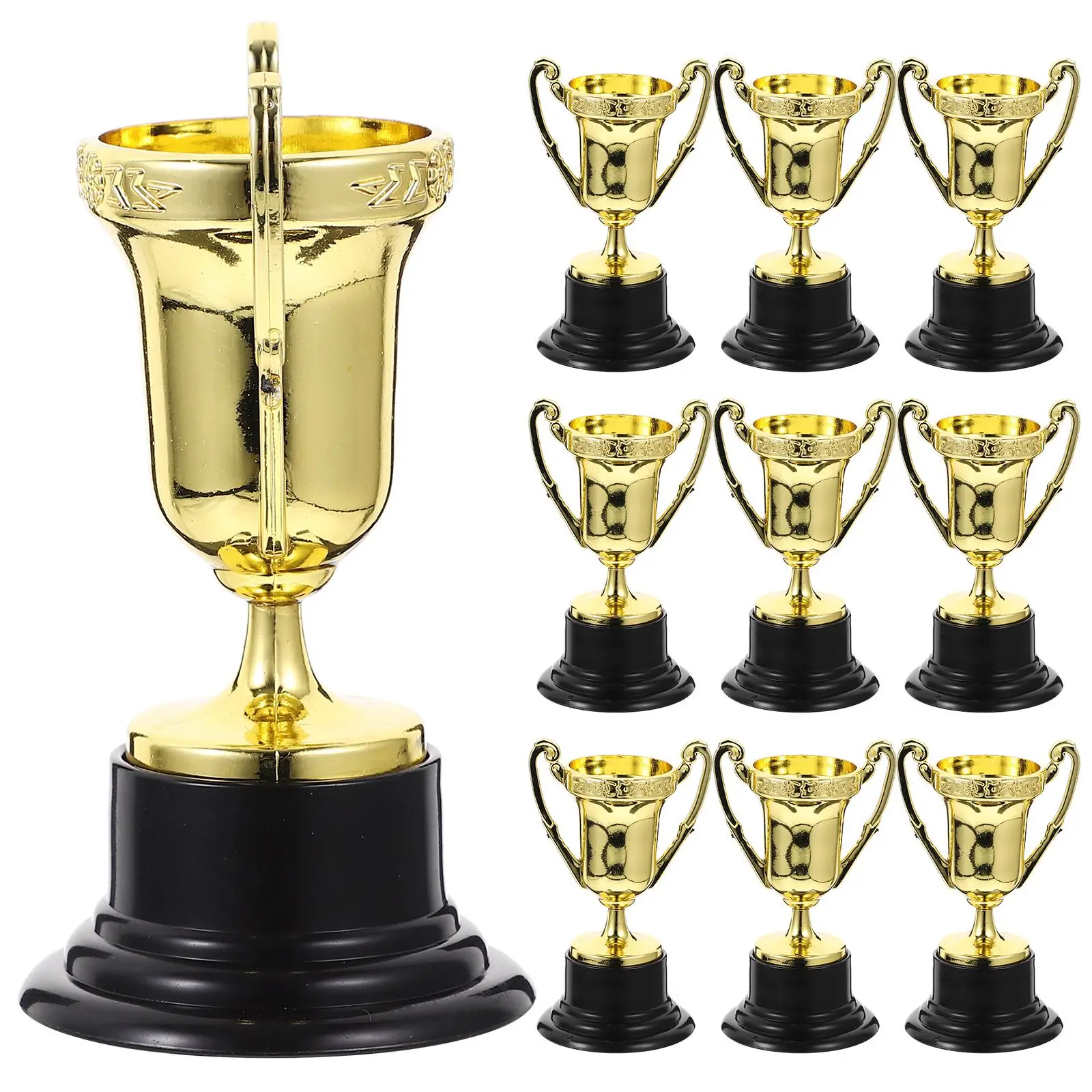 

10pcs Trophy Award Golden Colored Trophy Set Award Cups for Football Soccer Baseball Carnival Prize Party Favors for Boys and