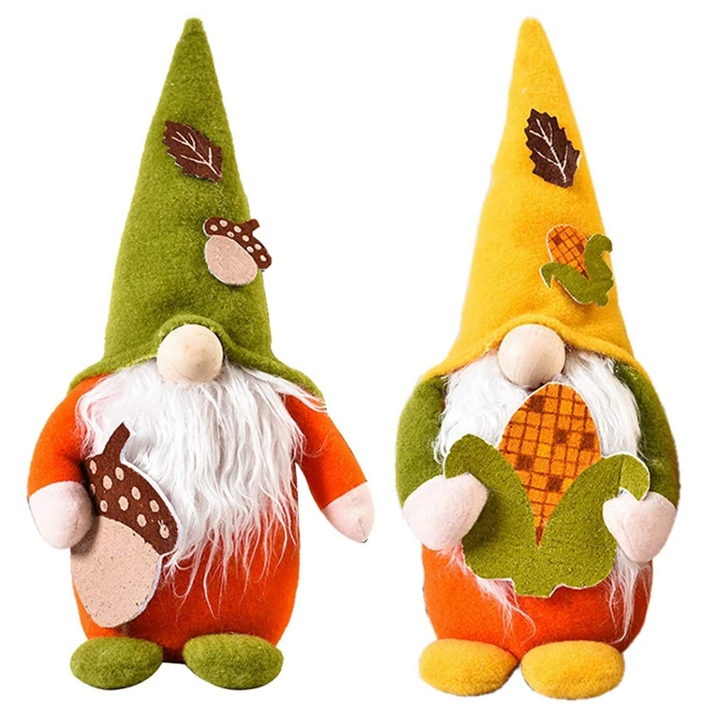 

2 Pcs Fall Thanksgiving Gnome Decorations, Handmade Swedish Plush Elf Faceless Doll Ornament, Home Decor Birthday Gift