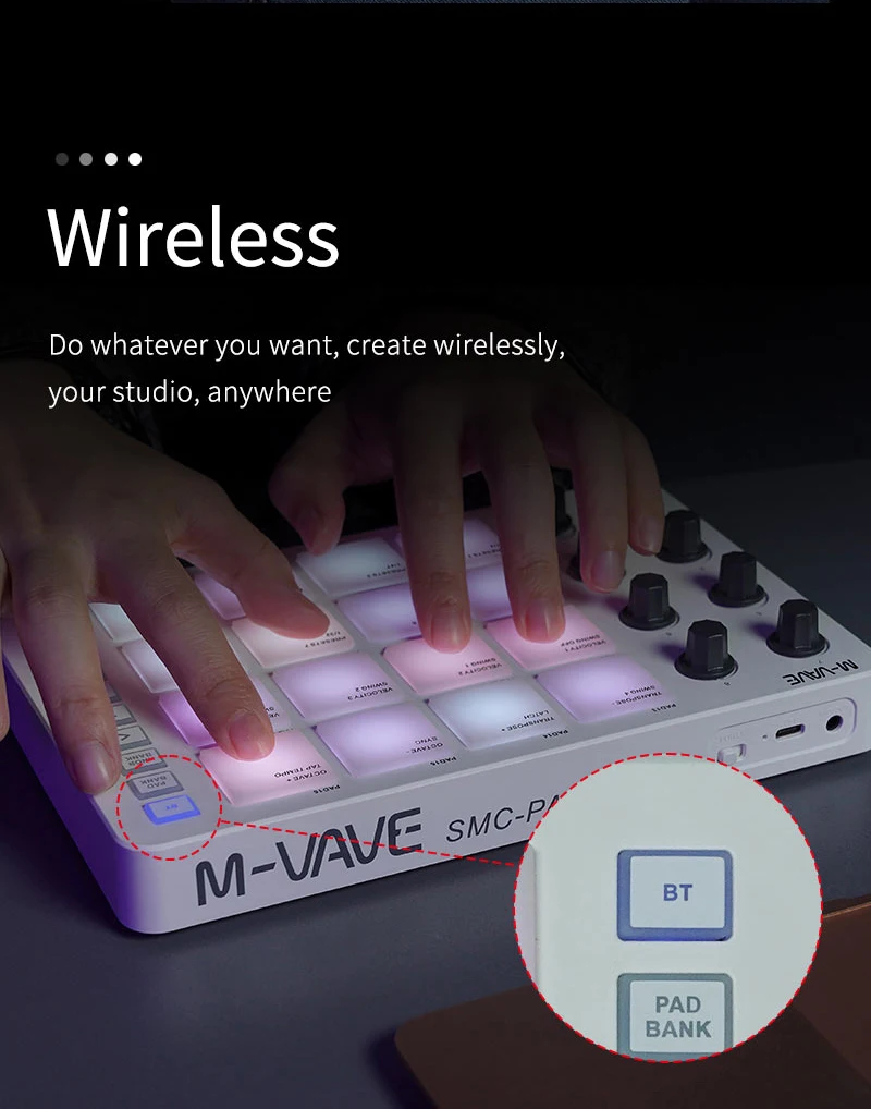 M-vave SMC-PADポータブルデザインのmidi-semfioバッテリー充電