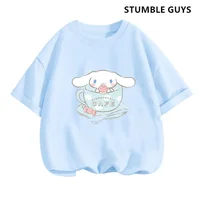 Kids Cinnamoroll Tshirt Summer Hello Kitty Kids Cartoon Casual Short-sleeved T-shirt Set Baby Boy Clothing Girls Clothing 1