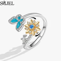 Charming Cherry Blossom Rotating Fidget Ring for Women - Cute Cat, Bee, Bunny, and Butterfly Design (493)