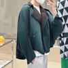 Miyake Pleated Autumn New Men's Trench Coat Original Designer Hip Hop Colored Vertical Stripe Short Jacket Top 2