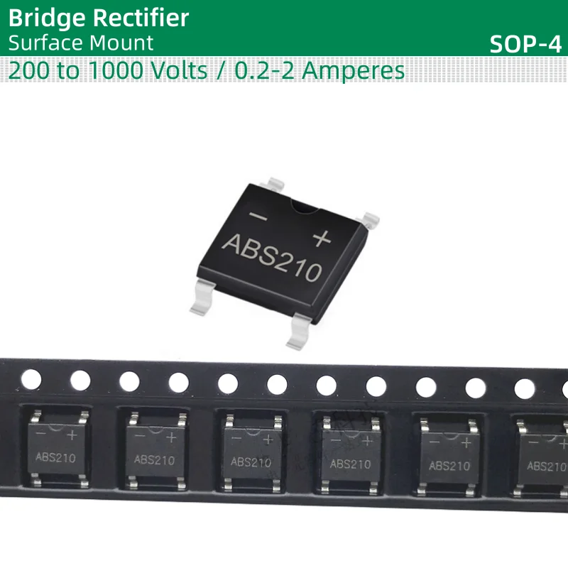 50pcs/lot Bridge Rectifier SOP-4 package ABS1 ABS2 ABS4 ABS6 ABS8 ABS10 ABS11 ABS22 ABS24 ABS26 ABS28 ABS210 200-1000V 0.2-2A