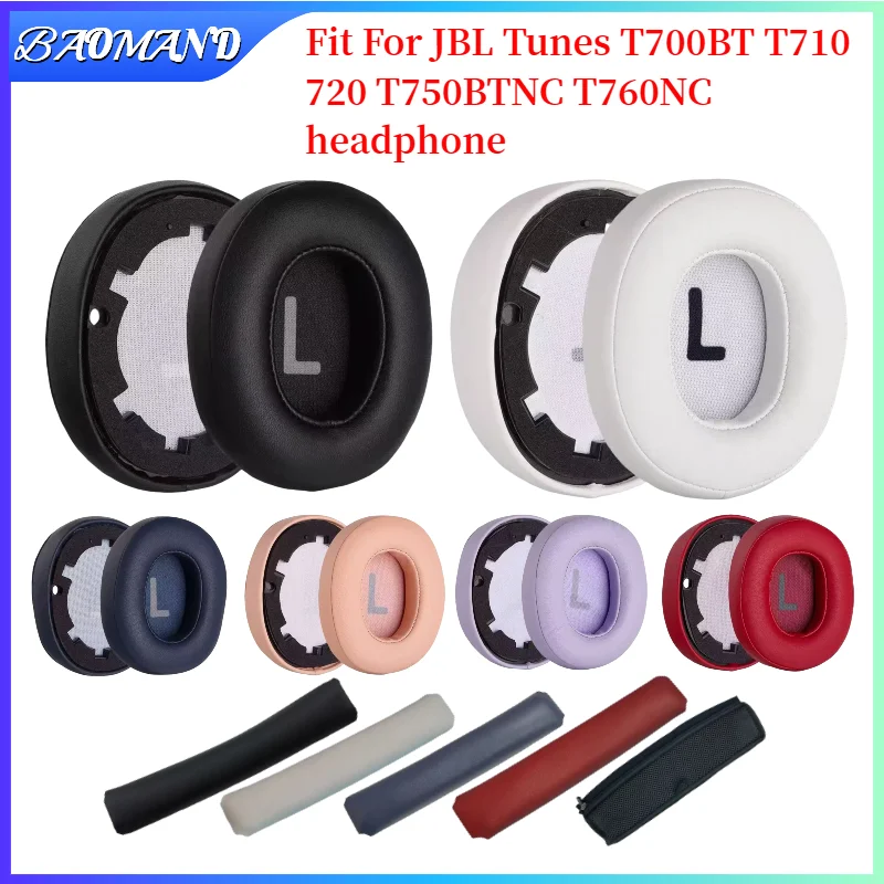 Replacement Earpads and Headband Set for JBL Tunes Headphones T700BT T710 T720 T750BTNC T760NC - Protein Leather Ear Cushion Sleeve